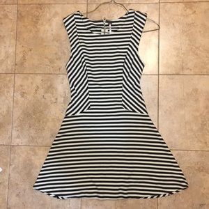 White and black striped dress